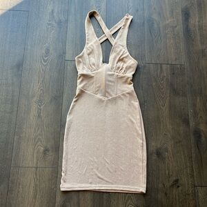 strapless open back dress Evolet Embellished Halter Mini Dress Green